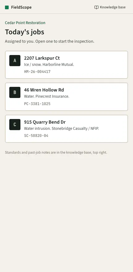 Today's jobs, straight from dispatch